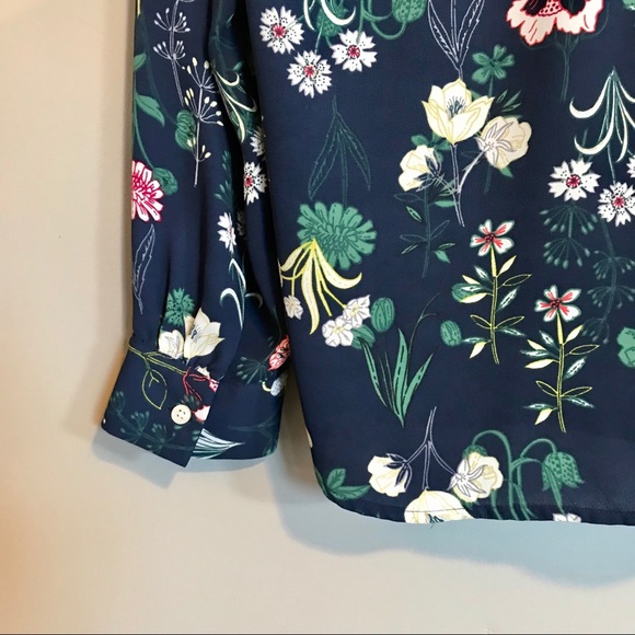 LOFT | Women's Valley Floral Bow Blouse | Navy - Picture 8 of 11